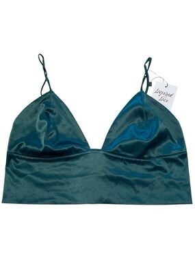 LAYERED WITH LACE Emerald Satin Bralette - Women Intimates, Large